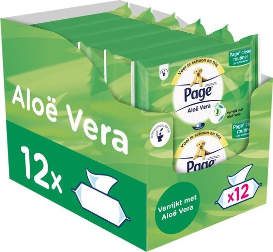 Page vochtig toiletpapier - Aloe Vera vochtig wc papier - voordeelverpakking - 38 x 12 stuks - 456 velletjes