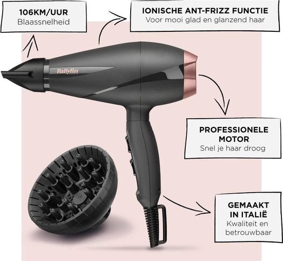 BaByliss 6709DE Smooth Pro Hair Dryer 2100W Black/Pink