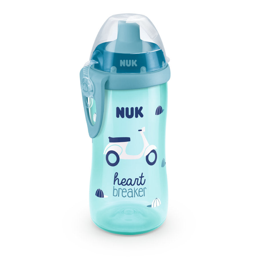 NUK Flexi Cup Drinkfles, Lekvrij met Rietje & Clip 300ml - Heart Breaker