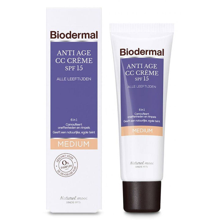 Biodermal Anti Age CC – Tarncreme mit Lichtschutzfaktor 15 – mittlerer Farbton – 50 ml – Verpackung beschädigt