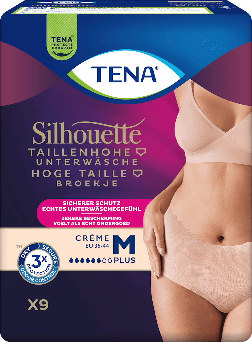 TENA Silhouette Plus - high waist incontinentiebroekjes - Crème - M - 9 stuks